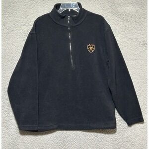 Ariat  Fleece Pullover Mens Medium Black 1/4 Zip Sweatshirt Rodeo Cowboy